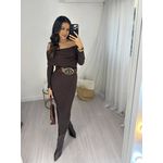 Vestido Ombro a Ombro Marrom Leyla