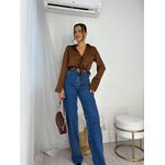 Blusa Acetinada Marrom Lilian