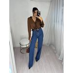 Blusa Acetinada Marrom Lilian
