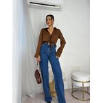 Blusa Acetinada Marrom Lilian