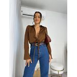 Blusa Acetinada Marrom Lilian