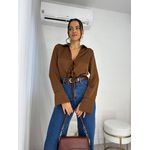 Blusa Acetinada Marrom Lilian