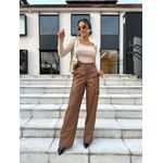 Calça Wide Leg Cargo Marrom Marwi