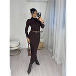 Vestido Midi Modal Marrom Orleans