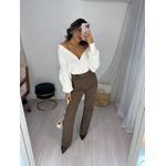 Calça Wide Leg Marrom Sofi