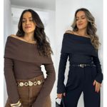 Compre o kit Blusa Ombro a Ombro Preta + Café Bourn 