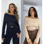 Compre o kit Blusa Ombro a Ombro Nude + Preta Bourn 