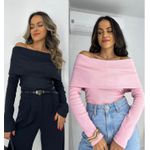 Compre o kit Blusa Ombro a Ombro Preta + Rosa Bourn 