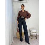 Calça Wide Leg Sofi Preta Estonada 