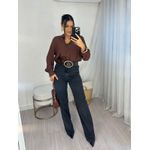 Calça Wide Leg Sofi Preta Estonada 