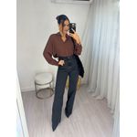 Calça Wide Leg Sofi Preta Estonada 