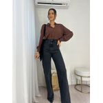 Calça Wide Leg Sofi Preta Estonada 