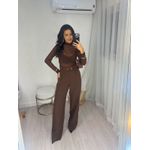 Calça Alfaiataria Wide Leg Marrom Tuty