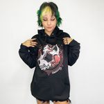 Moletom Canguru Preto Crânio de Gato