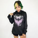 Moletom Canguru Preto Morcego com Lua Mística