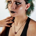 Kit Gótico Colar + Brinco Coração Esqueleto Alternativo Rock