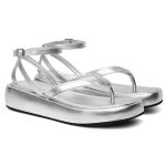 SANDÁLIA FEMININA FLAT PLATAFORMA PRATA