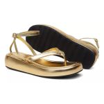 SANDÁLIA FEMININA FLAT PLATAFORMA DOURADA