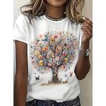Camiseta Estampada Com Árvore De Borboletas Em 3d, Romântico