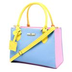Kit Com 2 Bolsas Femininas Transversais e 1 Carteira Azul e Rosa Bebê