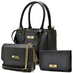 Kit Com 2 Bolsas Femininas Transversais e 1 Carteira Preta