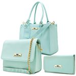 Kit Com 2 Bolsas Femininas Transversais e 1 Carteira Verde Água