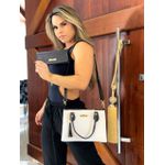 Kit Com 2 Bolsas Femininas Transversais e 1 Carteira Branca e Preto