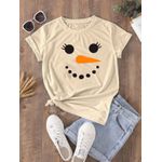 Camiseta Estampada Frente Boneco de Neve