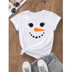 Camiseta Estampada Frente Boneco de Neve