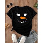 Camiseta Estampada Frente Boneco de Neve