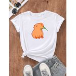 Camiseta Estampada Frente Capivara Comendo Matinho