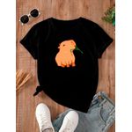 Camiseta Estampada Frente Capivara Comendo Matinho