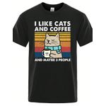Camiseta Estampada Frente I Like Cats and Coffee Maybe 3 People