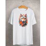 Camiseta Estampada Frente Lobo Colorido Aquarela