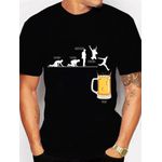 Camiseta Preta Estampa Frente Sexta Feira Cerveja e Final de Semana