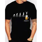 Camiseta Preta Estampa Frente Sextou Cerveja Dias Semana Homo Sapiens