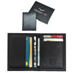 Carteira Vertical Slim Masculina Feminina em Couro Preto