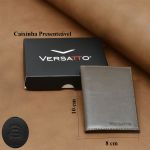 Carteira Vertical Slim Masculina Feminina em Couro Marrom