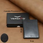 Carteira Vertical Slim Masculina Feminina em Couro Preto