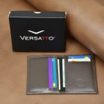 Carteira Vertical Slim Masculina Feminina em Couro Marrom