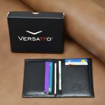 Carteira Vertical Slim Masculina Feminina em Couro Preto