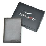 Carteira Vertical Slim Masculina Feminina em Couro Marrom