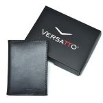 Carteira Vertical Slim Masculina Feminina em Couro Preto