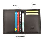 Carteira Vertical Slim Masculina Feminina em Couro Marrom