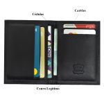 Carteira Vertical Slim Masculina Feminina em Couro Preto