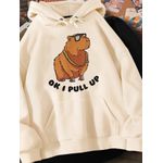 Moletom Bege Estampa Frente Capivara Ok I Pull Up