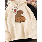 Moletom Bege Estampa Frente Capivara Refrigerante