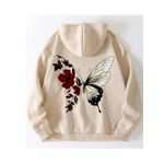 Moletom Bege Estampa Costas Flores Borboleta 