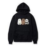 Moletom Preto Estampa Frente Trio Ursinhos Fofos 
