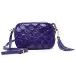 Bolsa Pequena em Couro de Pirarucu (Arapaima gigas) Uva Esc. Natural 